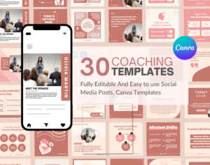 Mindset Self love mental health Wellness and spiritual Lifestyle personal Coaching CANVA Instagram and Facebook social media posts template