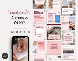 Author Book Writer Novel Promotion Launch  CANVA Instagram Facebook social media posts templates