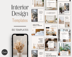 Interior Designer stylist decorators Home decoration social media Instagram Facebook Editable Canva Post Template
